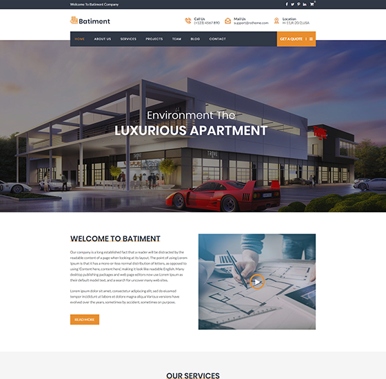 architecture onepage1 | Batiment-Building & Construction WordPress Theme