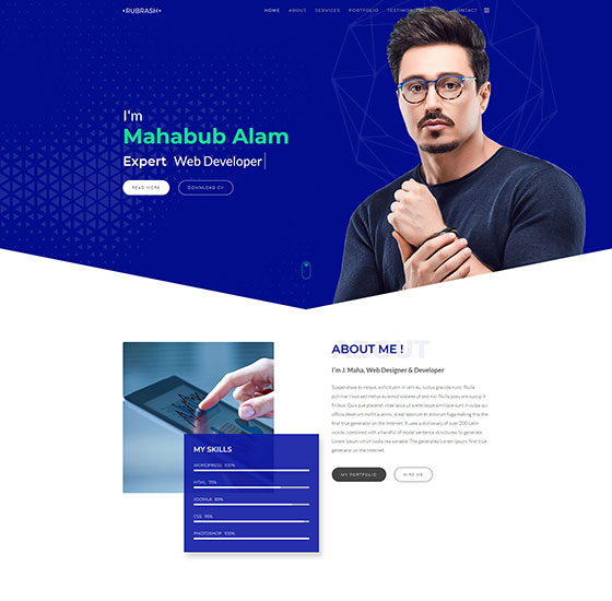homenew21 | Rubrash - Personal Portfolio WordPress Theme
