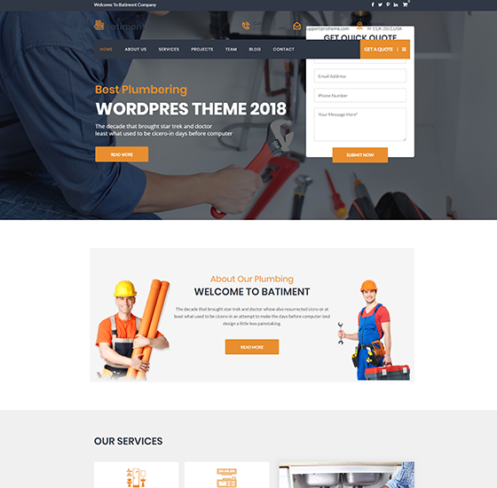 plumber onepage1 | Batiment-Building & Construction WordPress Theme