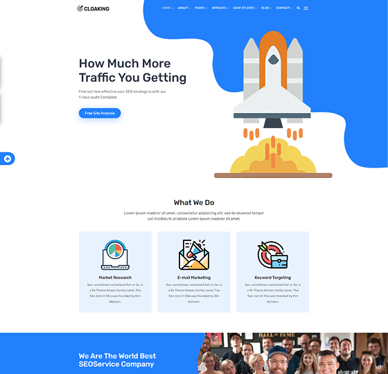 clocking home 2 | Cloaking - SEO & Digital Marketing Agency WordPress Theme