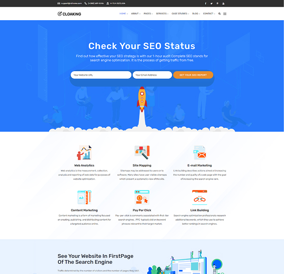 clocking home 3 | Cloaking - SEO & Digital Marketing Agency WordPress Theme