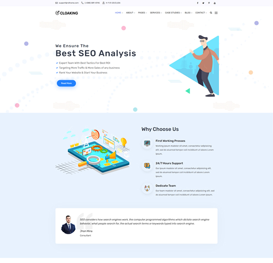 clocking home 6 1 | Cloaking - SEO & Digital Marketing Agency WordPress Theme