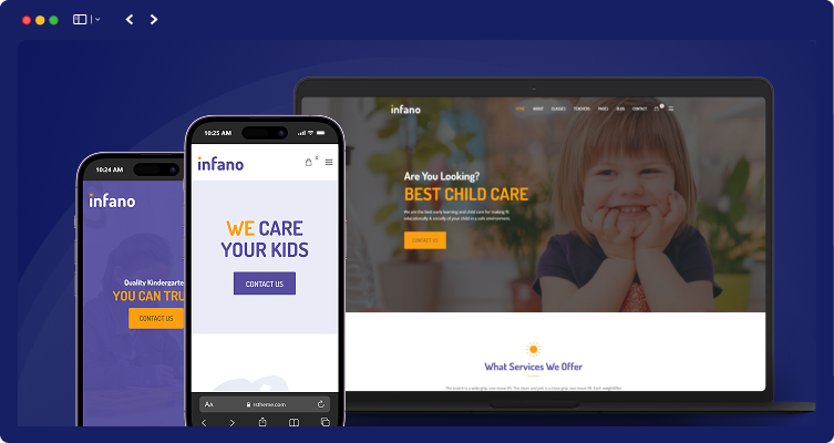infano mobile responsive | Infano - Kindergarten & Preschool WordPress Theme