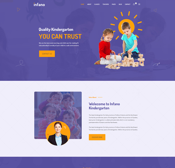 infano preview 1 | Infano - Kindergarten & Preschool WordPress Theme