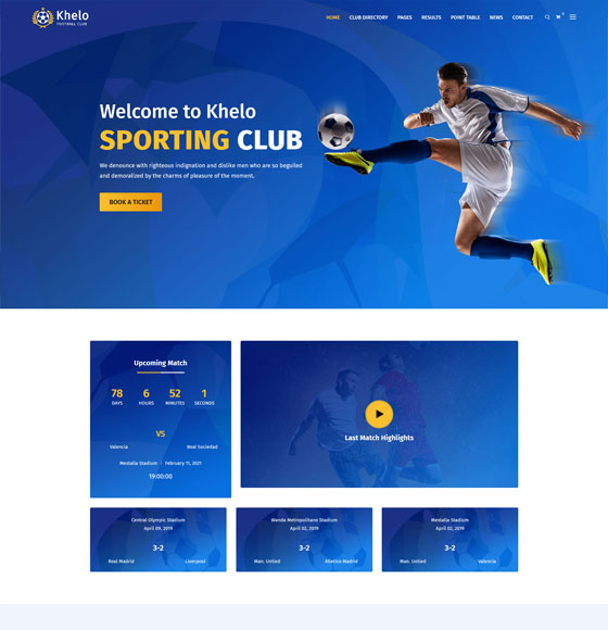 khelo home1 | Khelo - Soccer & Football Club WordPress Theme