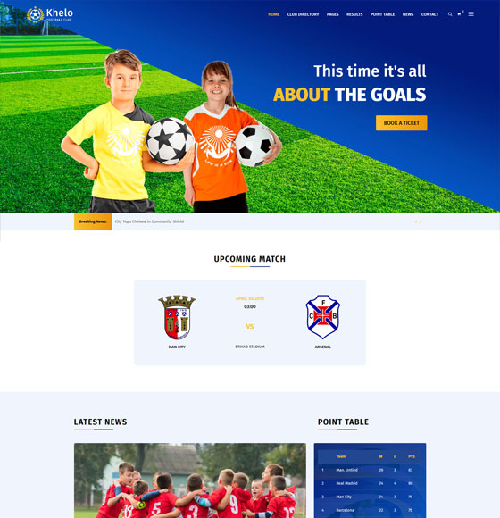 khelo home2 | Khelo - Soccer & Football Club WordPress Theme