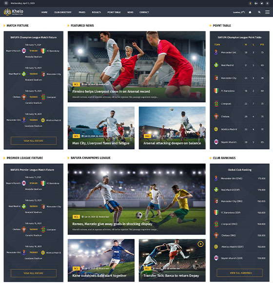 khelo home6 | Khelo - Soccer & Football Club WordPress Theme