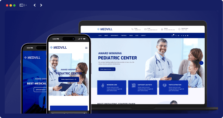 responsive layout medvill | Medvill - Health & Medical WordPress Theme