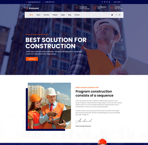 kaouwa home2 | Kaouwa - WordPress Construction Building Theme