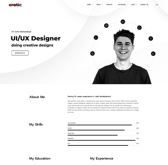 onepage home4 | Cretic - Creative Agency WordPress Theme