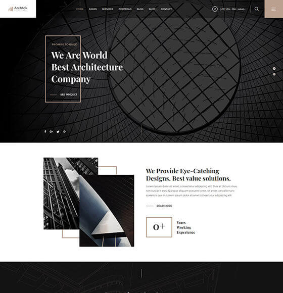 archtek home1 | Archtek - Architecture Interior WordPress Theme