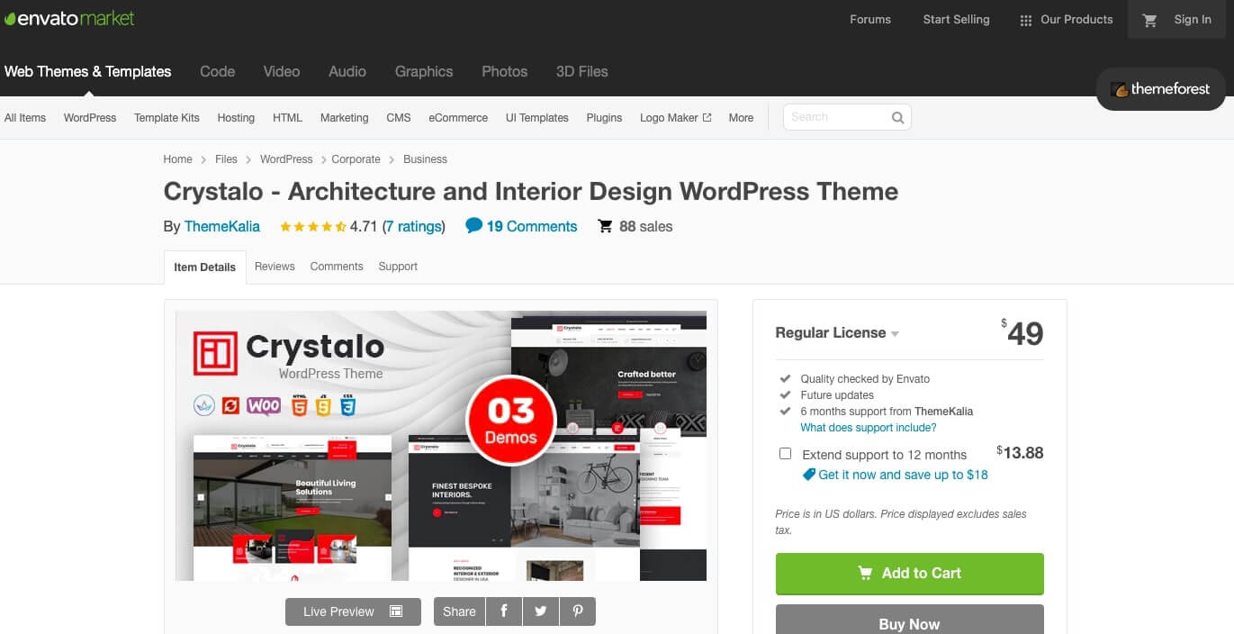 Best 10 Architecture Interior Design WordPress Theme 7 Crystalo Architecture and Interior Design WordPress Theme by ThemeKalia 2021 03 26 02 53 07 | Best 10 Architecture Interior Design WordPress Theme