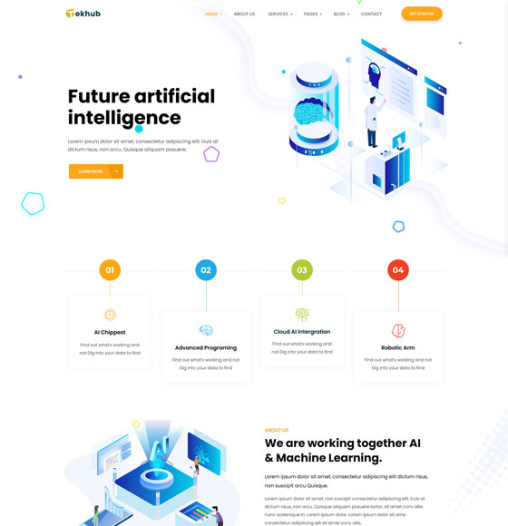 tekhub home4 | Tekhub - AI Startup WordPress Theme
