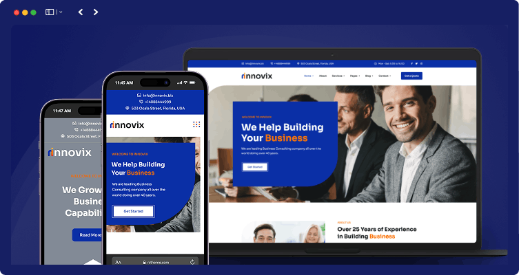 responsive layout | Innovix - Business Consulting WordPress Theme