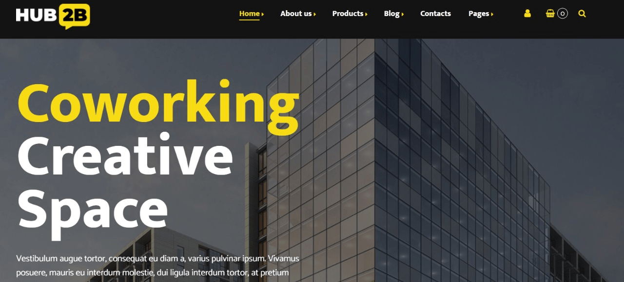 Hub2B - Coworking Space and Digital Agency WordPress Theme