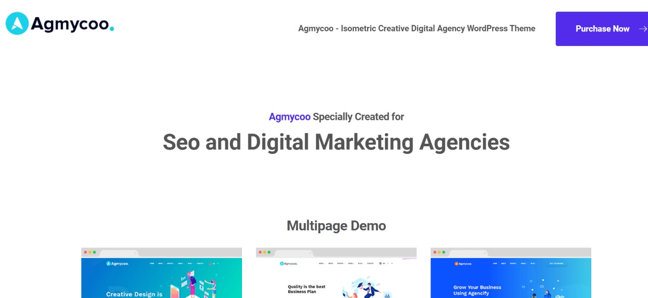 Agmycoo - Isometric Startup Creative Digital Agency WordPress Theme