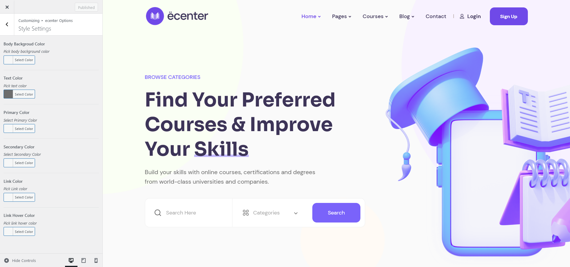 style setting themeopt ecenter | Global Style
