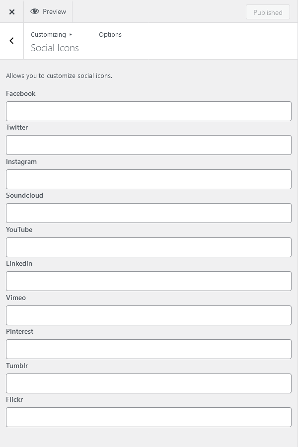 icosoci setting themeopt tek | Social Icon Option