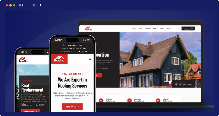 roofing mobile responsive | Roofio - Roofing Services WordPress Theme