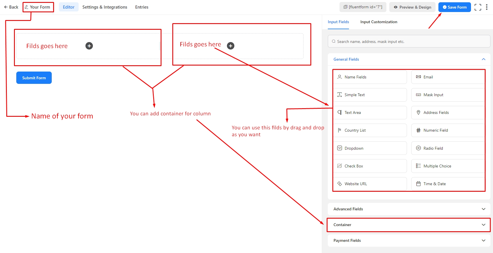 fluent form2 rstheme | Contact Form Settings