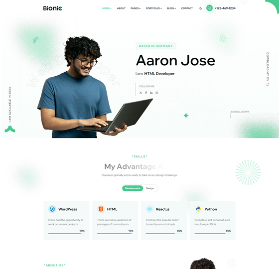 bionic home4 | Bionic- Personal Portfolio WordPress Theme