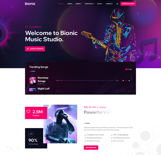 bionic home6jpg | Bionic- Personal Portfolio WordPress Theme