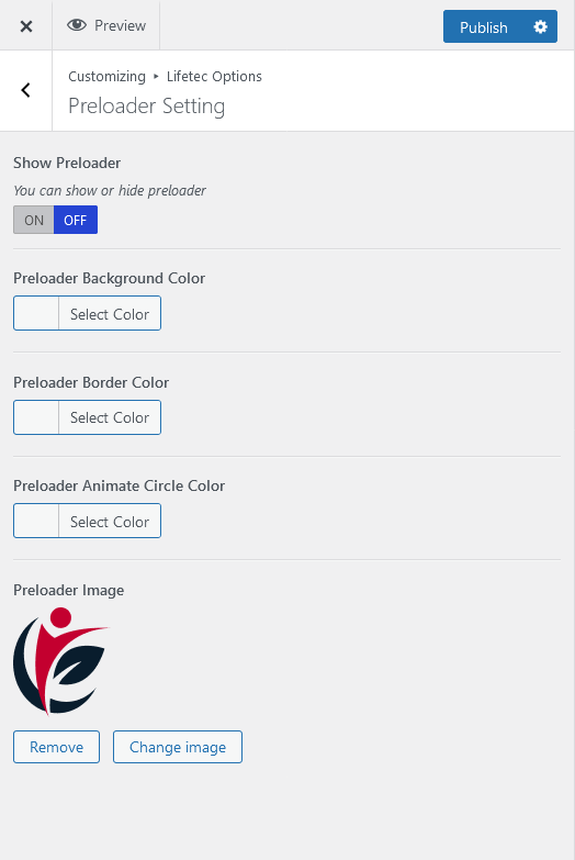 customizer preloader lifetec | Preloader Style