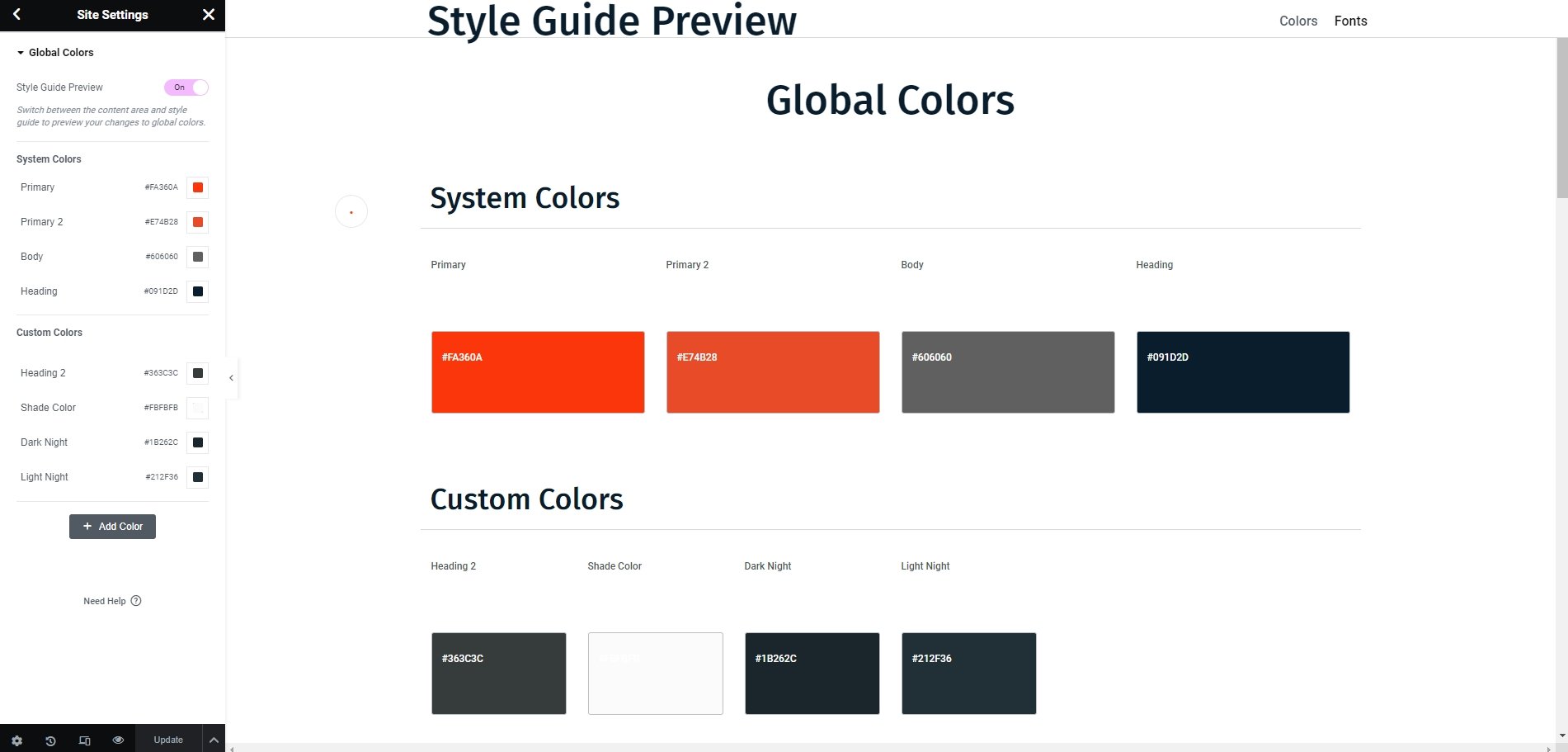 Colors 3 global color elemntor solu | Colors