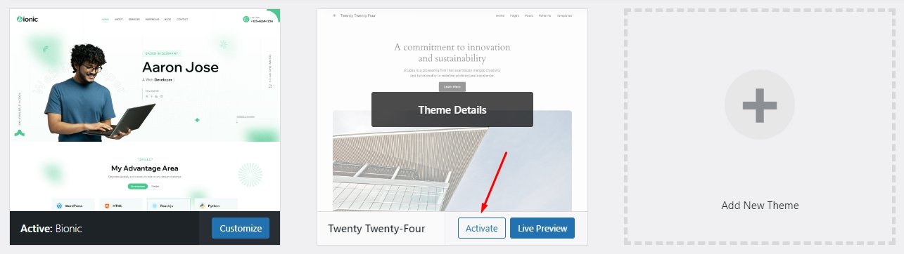 Update Theme 1 theme active bionic | Update Theme