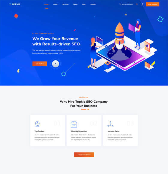 topkie home1 | Topkie - SEO Marketing WordPress Theme