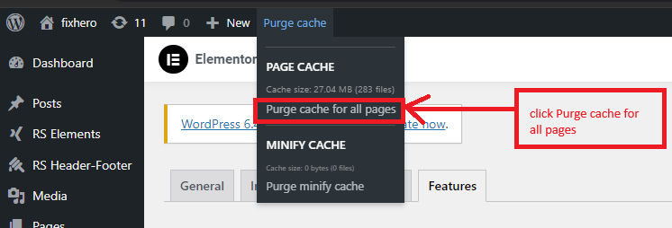 How to Optimize WordPress Themes by RSTheme 14 click Purge cache for all pages