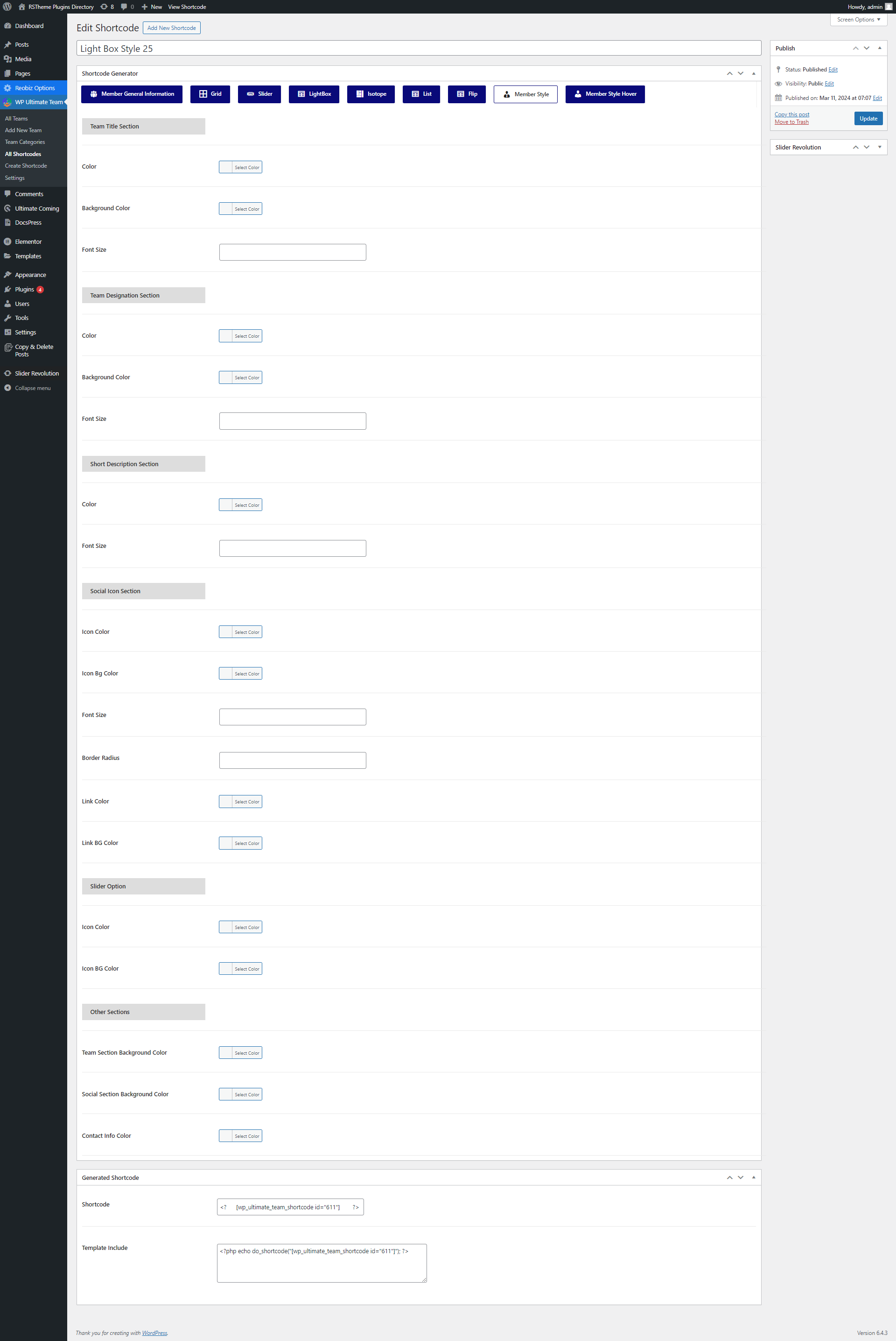 Create Shortcode 8 screencapture plugins rstheme wp ultimate team wp admin post php 2024 03 12 09 59 05 1 | Create Shortcode