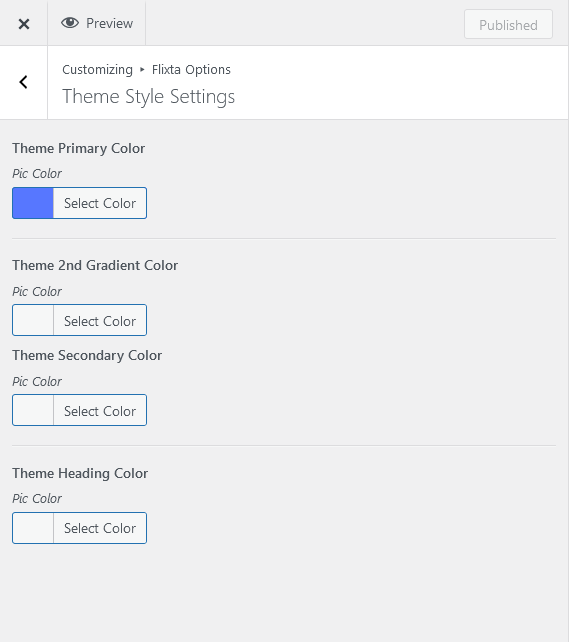 theme customizer colors | Colors & Typography