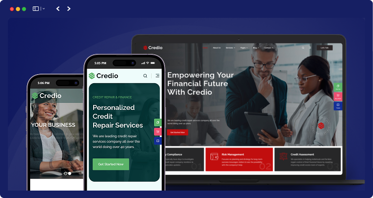 credio mobile 1 1 | Credio - Finance Business and Credit Repair WordPress Theme