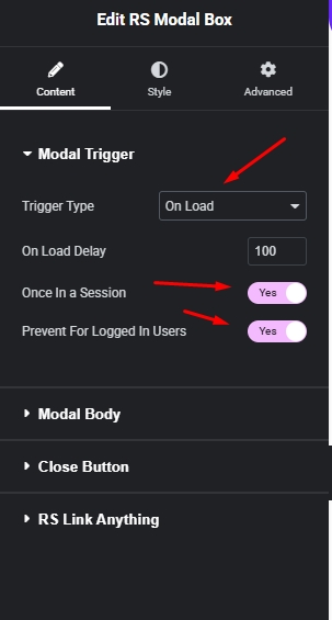 Popup Modal 3 modal addon config1 doc | Popup Modal