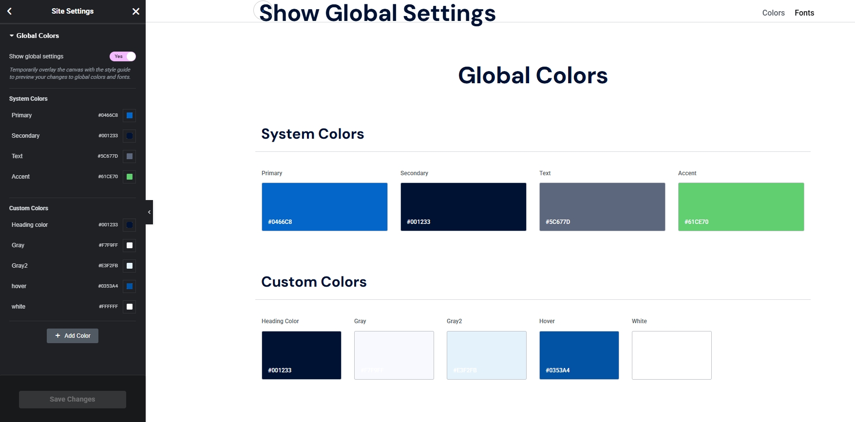 Colors 3 global color elemntor | Colors