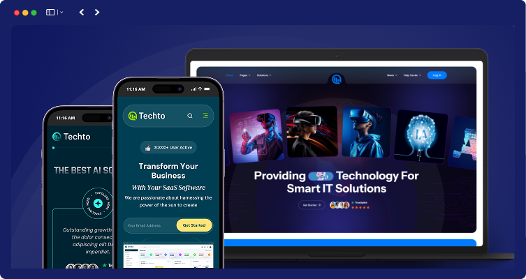 Techto – Business & IT Technology WordPress Theme 18 responsive layout techto 1 | Techto – Business & IT Technology WordPress Theme