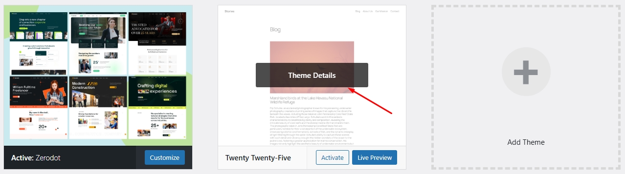 detailss theme zero | Update Theme
