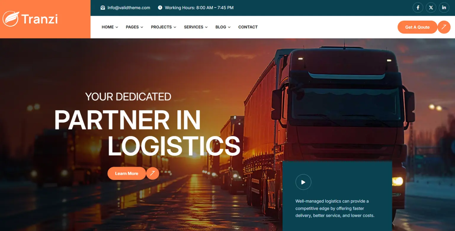 tranzi | 10 Best Transportation WordPress Themes for Logistics Companies in 2025
