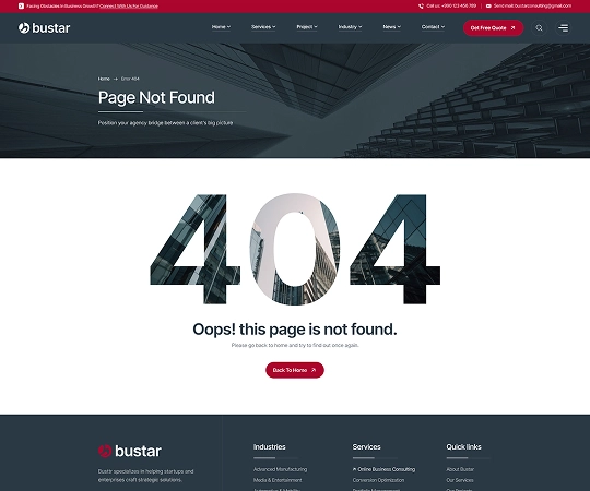 404 | Bustar - Business Consulting WordPress Theme