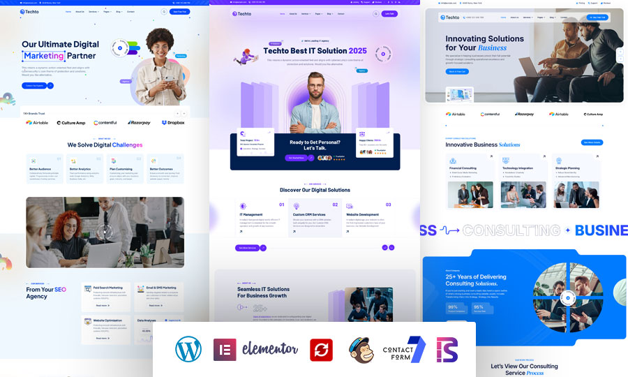 Top 11 Responsive WordPress Themes for Multipurpose Business 4 techto- responsive WordPress Theme