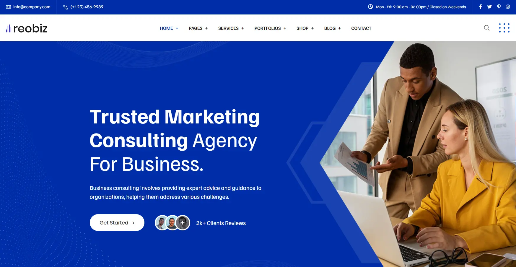 11 Best Marketing Consulting WordPress Themes to Grow Your Agency Fast 3 reobiz Marketing Consulting WordPress Theme
