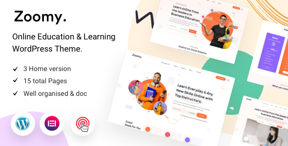 01 zoomy preview. large preview | 10 Best Education WordPress Themes for Schools and Colleges 2026