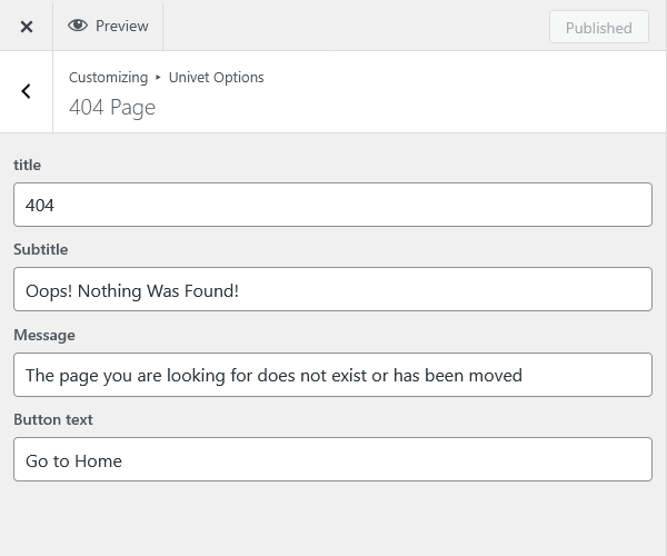 customizer 404 rs | 404 Page
