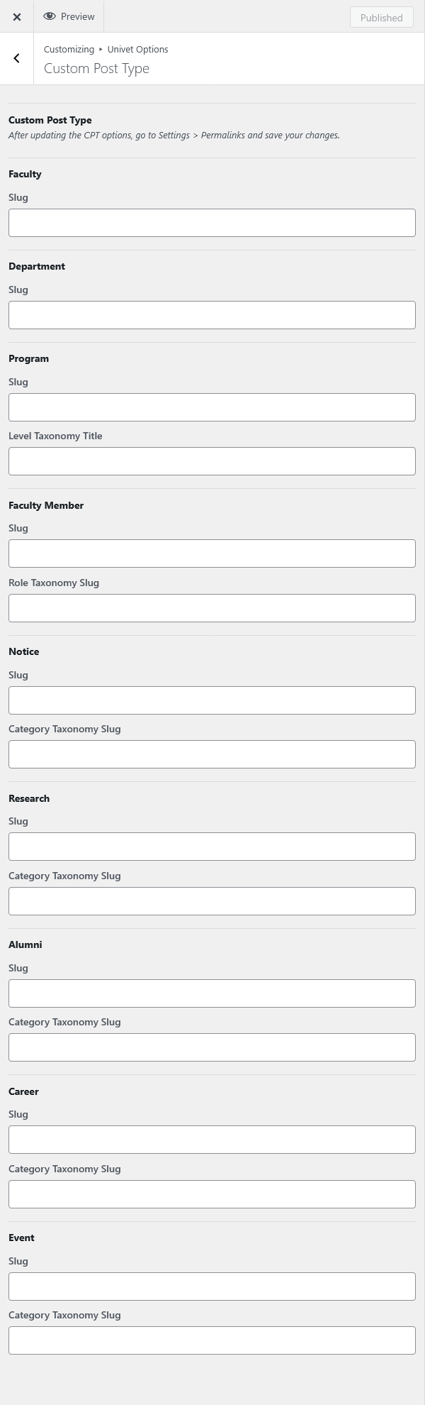 customizer ctp rs | Custom Post Type