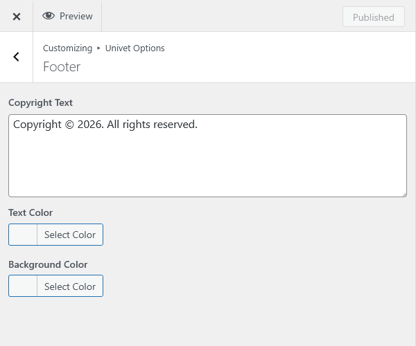 customizer footer rs | Footer