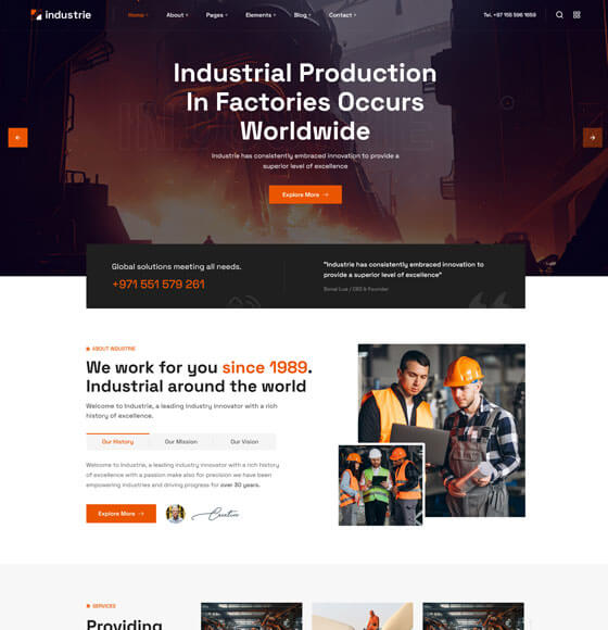 61 | Industrie - Factory & Industry WordPress Theme