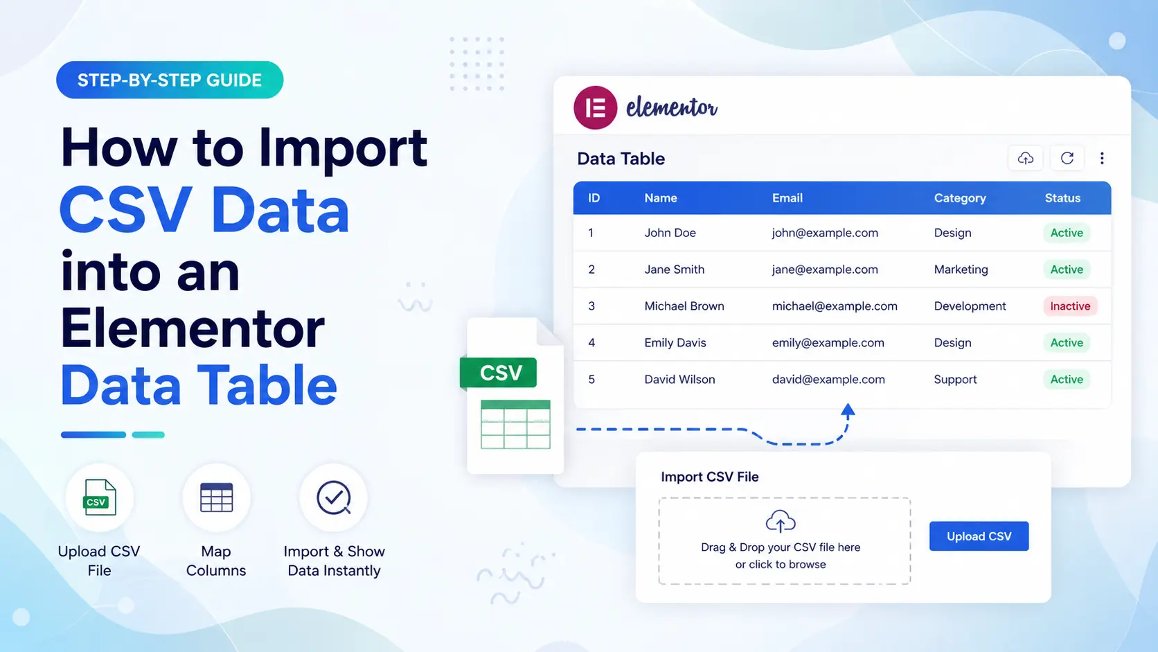 How to Import & Export CSV and Excel Data in Elementor Table 3 section 1 | How to Import & Export CSV and Excel Data in Elementor Table